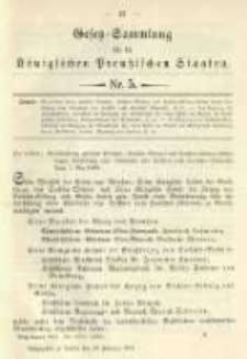 Gesetz-Sammlung f&uuml;r die K&ouml;niglichen Preussischen Staaten. 1901.02.26 No5