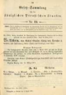 Gesetz-Sammlung f&uuml;r die K&ouml;niglichen Preussischen Staaten. 1901.04.01 No12