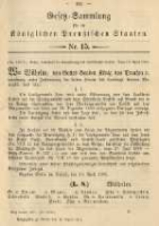 Gesetz-Sammlung f&uuml;r die K&ouml;niglichen Preussischen Staaten. 1901.04.19 No15