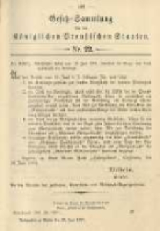 Gesetz-Sammlung f&uuml;r die K&ouml;niglichen Preussischen Staaten. 1901.06.29 No22