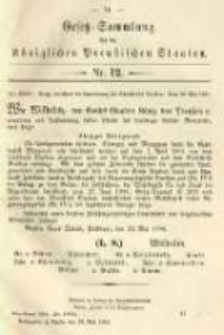 Gesetz-Sammlung f&uuml;r die K&ouml;niglichen Preussischen Staaten. 1904.05.30 No12
