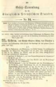 Gesetz-Sammlung f&uuml;r die K&ouml;niglichen Preussischen Staaten. 1904.06.14 No14