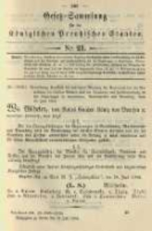 Gesetz-Sammlung f&uuml;r die K&ouml;niglichen Preussischen Staaten. 1904.07.22 No21