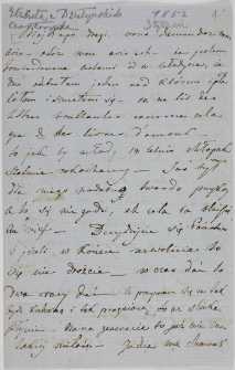 List Elżbiety z Działyńskich Czartoryskiej do Tytusa Działyńskiego, 01.1852