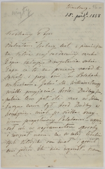 List Cecylii Działyńskiej do Tytusa Działyńskiego, Edimbourg 15.10.1858