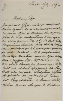List Cecylii Działyńskiej do Tytusa Działyńskiego, Paryż 12.02.1859