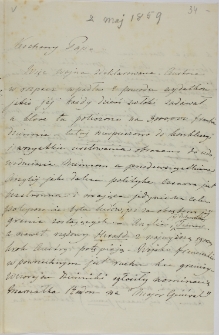 List Cecylii Działyńskiej do Tytusa Działyńskiego, 02.05.1859