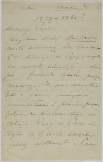 List Cecylii Działyńskiej do Tytusa Działyńskiego, 1859-1860?