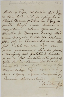 List Cecylii Działyńskiej do Tytusa Działyńskiego, b. d.