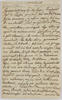 List Justyny Działyńskiej do Tytusa Działyńskiego, przed 1838 rokiem