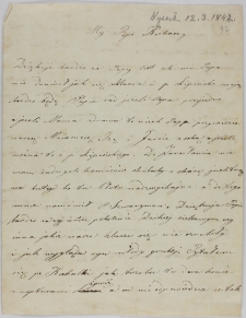 List Jana Działyńskiego do Tytusa Działyńskiego, Wysock 12.03.1842