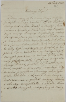 List Jana Działyńskiego do Tytusa Działyńskiego, 21.10.1850