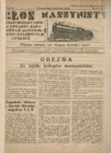 Głos Maszynisty: organ Bezpartyjnego Związku Zawodowego Maszynistów Kolejowych w Polsce 1931 maj, czerwiec, lipiec R.2 Nr5,6,7