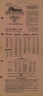 Cennik nr 14 (do wzornika nr 96 na rok 1938/39)