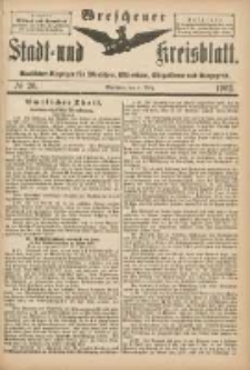 Wreschener Stadt und Kreisblatt: amtlicher Anzeiger f&uuml;r Wreschen, Miloslaw, Strzalkowo und Umgegend 1902.03.08 Nr20