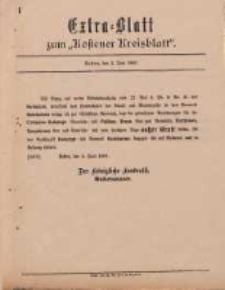 Kostener Kreisblatt: amtliches Ver&ouml;ffentlichungsblatt f&uuml;r den Kreis Kosten 1897.06.02 Extra Blatt