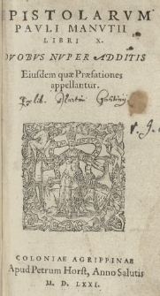 Epistolarum [...] Libri X