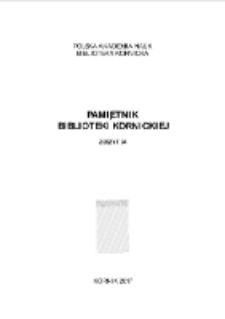 Spis treści. Pamiętnik Biblioteki Kórnickiej Z. 34.