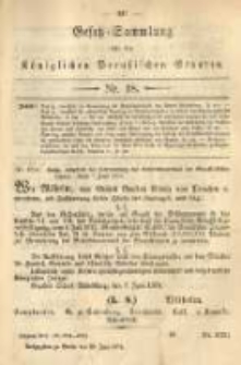 Gesetz-Sammlung f&uuml;r die K&ouml;niglichen Preussischen Staaten. 1874.06.30 No18