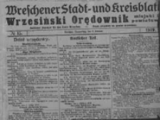 Wreschener Stadt und Kreisblatt; Wrzesiński Orędownik miejski i powiatowy: amtlicher Anzeiger f&uuml;r den Kreis Wreschen; organ urzędowy na powiat wrzesiński 1919.02.06 Nr15