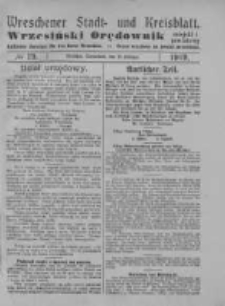 Wreschener Stadt und Kreisblatt; Wrzesiński Orędownik miejski i powiatowy: amtlicher Anzeiger f&uuml;r den Kreis Wreschen; organ urzędowy na powiat wrzesiński 1919.02.15 Nr19