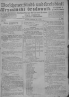 Wreschener Stadt und Kreisblatt; Wrzesiński Orędownik miejski i powiatowy: amtlicher Anzeiger f&uuml;r den Kreis Wreschen; organ urzędowy na powiat wrzesiński 1919.03.15 Nr31