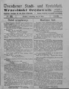 Wreschener Stadt und Kreisblatt; Wrzesiński Orędownik miejski i powiatowy: amtlicher Anzeiger f&uuml;r den Kreis Wreschen; organ urzędowy na powiat wrzesiński 1919.03.20 Nr33