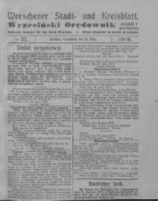 Wreschener Stadt und Kreisblatt; Wrzesiński Orędownik miejski i powiatowy: amtlicher Anzeiger für den Kreis Wreschen; organ urzędowy na powiat wrzesiński 1919.03.29 Nr37