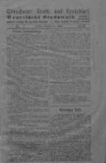 Wreschener Stadt und Kreisblatt; Wrzesiński Orędownik miejski i powiatowy: amtlicher Anzeiger f&uuml;r den Kreis Wreschen; organ urzędowy na powiat wrzesiński 1919.04.08 Nr41