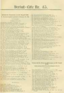 Militair-Wochenblatt Verlust Liste. 1870 Nr.45