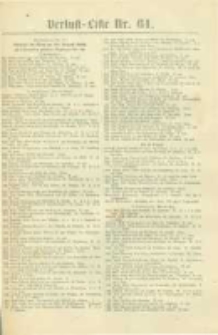 Militair-Wochenblatt Verlust Liste. 1870 Nr.61