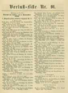 Militair-Wochenblatt Verlust Liste. 1870 Nr.91
