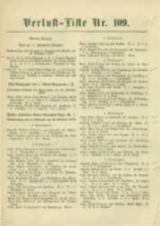 Militair-Wochenblatt Verlust Liste. 1870 Nr.109