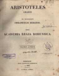 Aristoteles graece ex recensione Immanuelis Bekkeri. Edidit Academia Regia Borussica. Vol.2