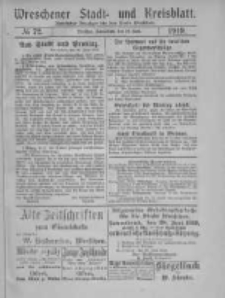 Wreschener Stadt und Kreisblatt: amtlicher Anzeiger f&uuml;r den Kreis Wreschen 1919.06.21 Nr72