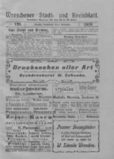 Wreschener Stadt und Kreisblatt: amtlicher Anzeiger f&uuml;r den Kreis Wreschen 1919.11.01 Nr129