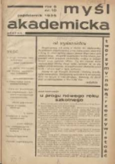 Myśl Akademicka 1935 październik R.5 Nr10