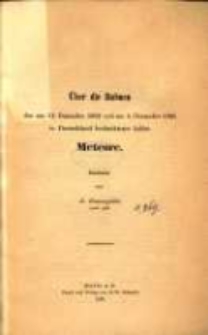 &Uuml;ber die Bahnen der am 11. Dezember 1852 und am 3. Dezember 1861 in Deutschland beobachteten hellen Meteore