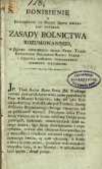 Doniesienie o przełożeniu na polski język dzieła p.t. Zasady rolnictwa rozumowanego w języku niemieckim przez Pana Thaer kr&oacute;l. prusk. Radcy Stanu i członka r&oacute;żnych Tow. uczonych wydanego