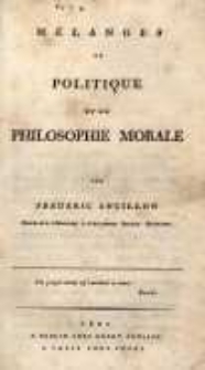 Mélanges de politique et de philosophie morale