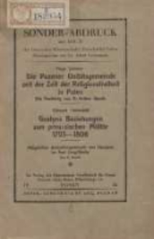 Die Posener Unit&auml;tsgemeinde seit der Zeit der Religionsfreiheit in Polen; Gostyns Beziehungen zum preussischen Milit&auml;r 1793-1806; Missgl&uuml;ckter Ansiedlungsversuch von H&auml;uslern im Amt Lang-Goslin