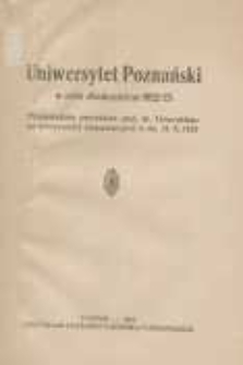 Uniwersytet Poznański w roku akademickim 1922/23: przem&oacute;wienie prorektora prof. dr. Lisowskiego na uroczystości inauguracyjnej w dn. 21.X.1923