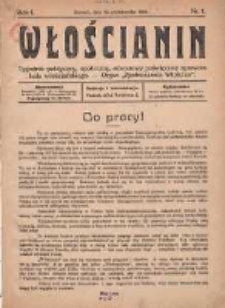 Włościanin: tygodnik polityczny, społeczny, oświatowy poświęcony sprawom ludu włościańskiego: organ "Zjednoczenia Włościan" 1919.10.19 R.1 Nr1