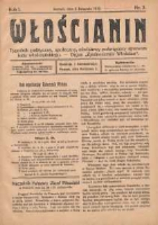 Włościanin: tygodnik polityczny, społeczny, oświatowy poświęcony sprawom ludu włościańskiego: organ "Zjednoczenia Włościan" 1919.11.02 R.1 Nr3