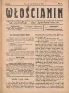 Włościanin: tygodnik polityczny, społeczny, oświatowy poświęcony sprawom ludu włościańskiego: organ "Zjednoczenia Włościan" 1919.11.09 R.1 Nr4