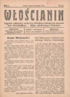 Włościanin: tygodnik polityczny, społeczny, oświatowy poświęcony sprawom ludu włościańskiego: organ "Zjednoczenia Włościan" 1919.11.23 R.1 Nr6