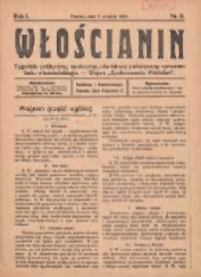 Włościanin: tygodnik polityczny, społeczny, oświatowy poświęcony sprawom ludu włościańskiego: organ "Zjednoczenia Włościan" 1919.12.07 R.1 Nr8