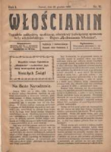 Włościanin: tygodnik polityczny, społeczny, oświatowy poświęcony sprawom ludu włościańskiego: organ "Zjednoczenia Włościan" 1919.12.28 R.1 Nr11