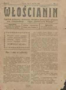 Włościanin: tygodnik polityczny, społeczny, oświatowy poświęcony sprawom ludu włościańskiego: organ "Zjednoczenia Włościan" 1920.01.04 R.2 Nr1
