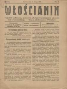 Włościanin: tygodnik polityczny, społeczny, oświatowy poświęcony sprawom ludu włościańskiego: organ "Zjednoczenia Włościan" 1920.02.15 R.2 Nr5